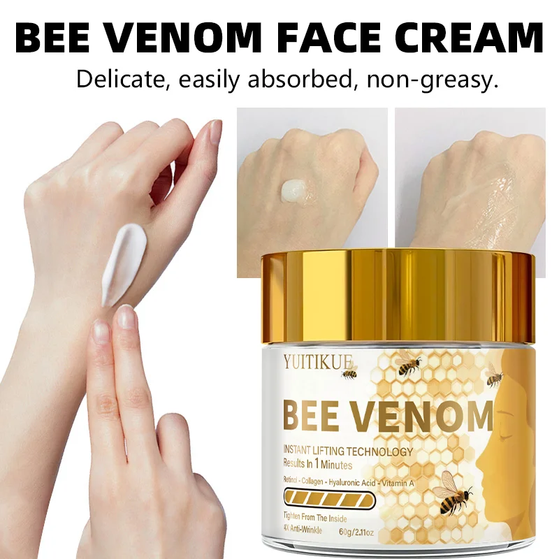 YUITIKUE Bee Venom Face Cream 60g - 1 Min Instant Lift, Firms & Anti-Wrinkle, Light Non-Greasy, for All Skin Types