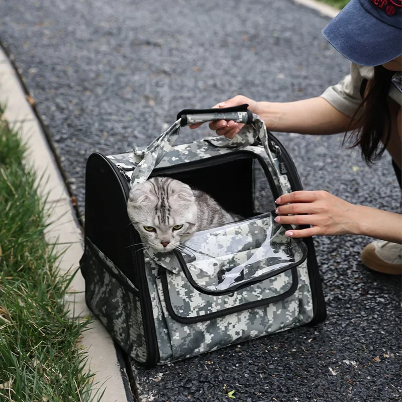 

Портативный рюкзак для кошек и домашних животных, дышащий удобный камуфляжный портативный складной рюкзак для домашних животных, дорожный рюкзак для кошек