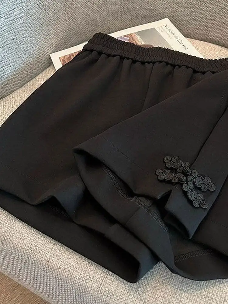 

plus Size High Waist Short Pants Chinese Style Button Women's Summer Loose Casual Retro Hot Pants Large Size Clothing