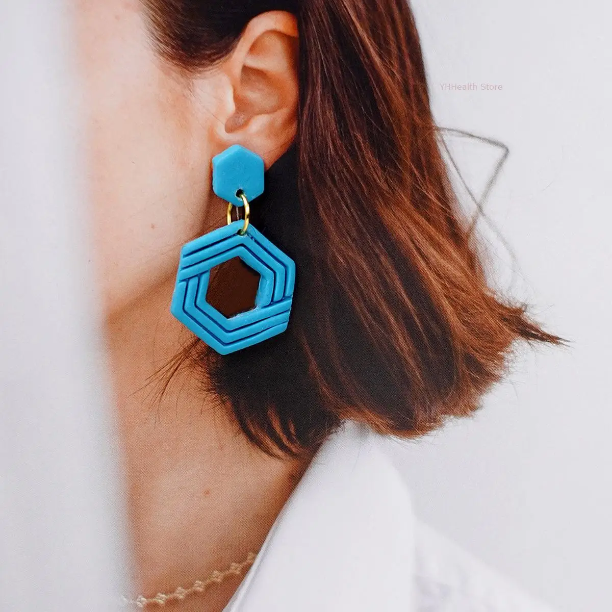 Hexagonal Soft Pottery Earrings Bohemian Style Geometric Polymer Clay Mold Girls Fashion Accessories DIY Ceramic Jewelry Making