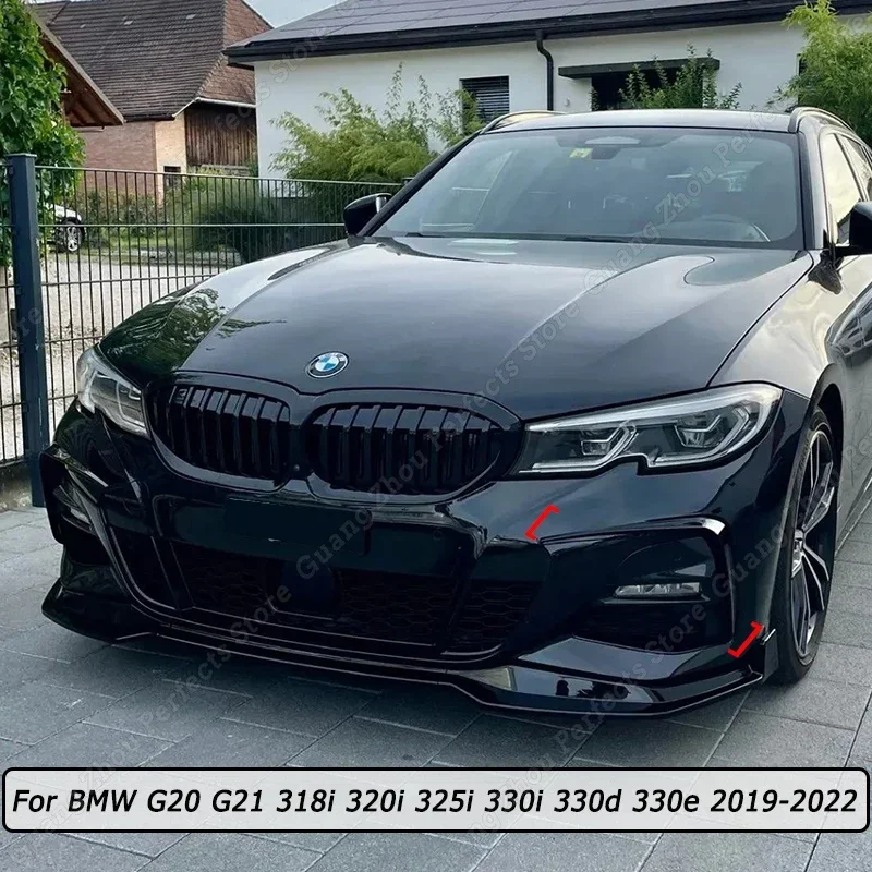 Car Front Side Bumper Fog Lamp Body Kit Tuning For BMW G20 G21 318i 320i 325i 330i 330d 330e 2019-2022 Gloss Black/Carbon Look 