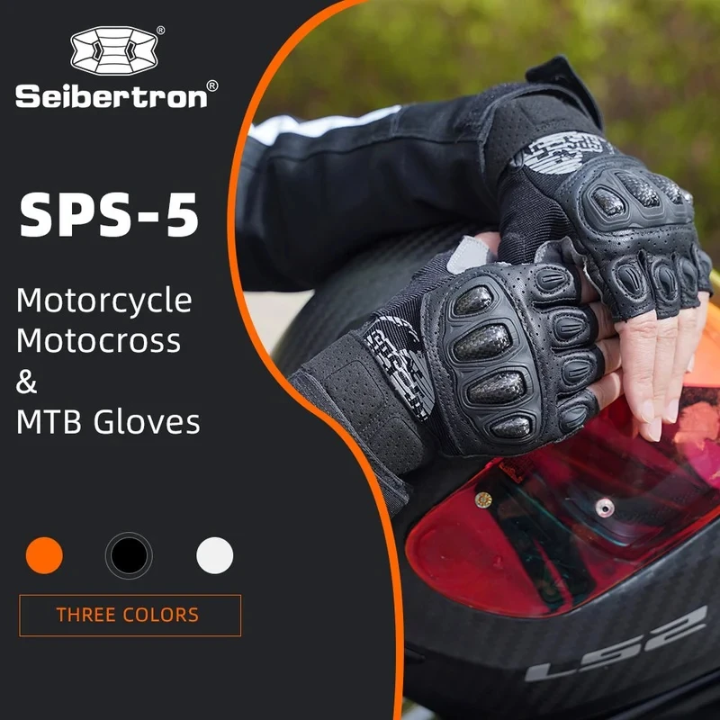 Seibertron SPS-5 Half Finger Riding Motorcycle Gloves Summer Motorcycle Glove Carbon Fiber Protection Unisex Motocross Gloves