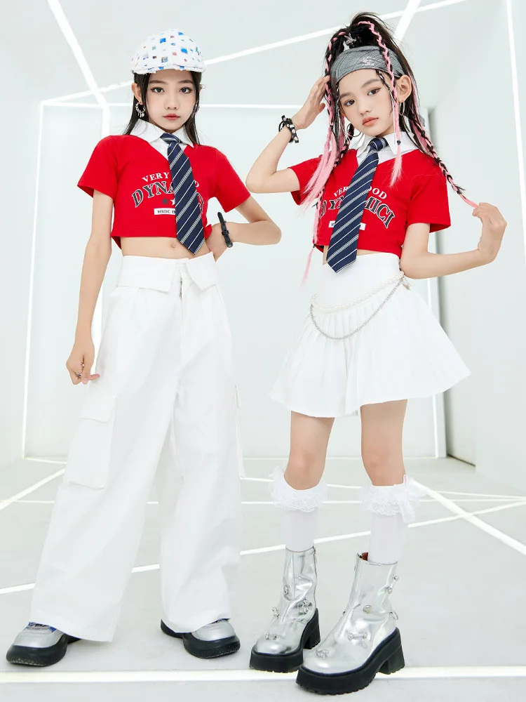 Kpop Girls Group Jazz Dance Hip Hop Kleidung T-Shirts Weiße Hosen Street Dance Anzug Breaking Catwalk Show Kostüme