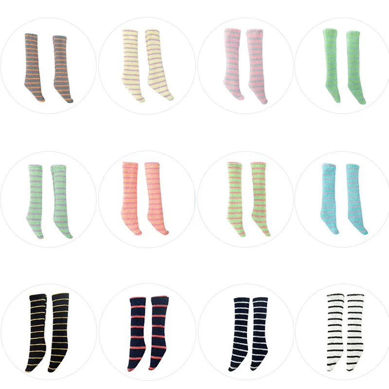 New Blyth Doll Fashion Striped Socks Multiple Colors  for Ymy Licca Azones Ob24 22 Fr 19 Joint Body Doll Accessories