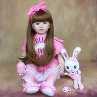 BZDOLL 60cm Lifelike Reborn Baby Doll 24inch Soft Silicone Newborn Princess Toddler Bebe Alive Kid Lovely Dress Up Toy For Girl