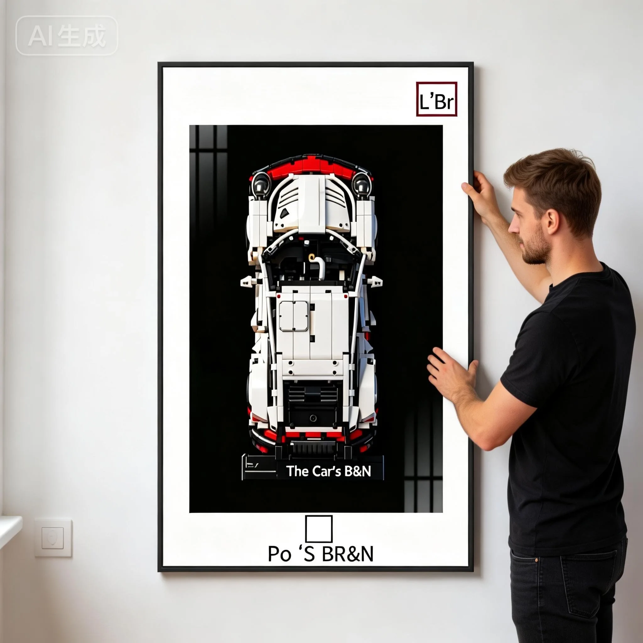 NEUE Display-Wandtafel mit Rahmen, geeignet für LEGO 42096 Porsche 911 Baustein-Automodell, Wandmontage-Displaybox