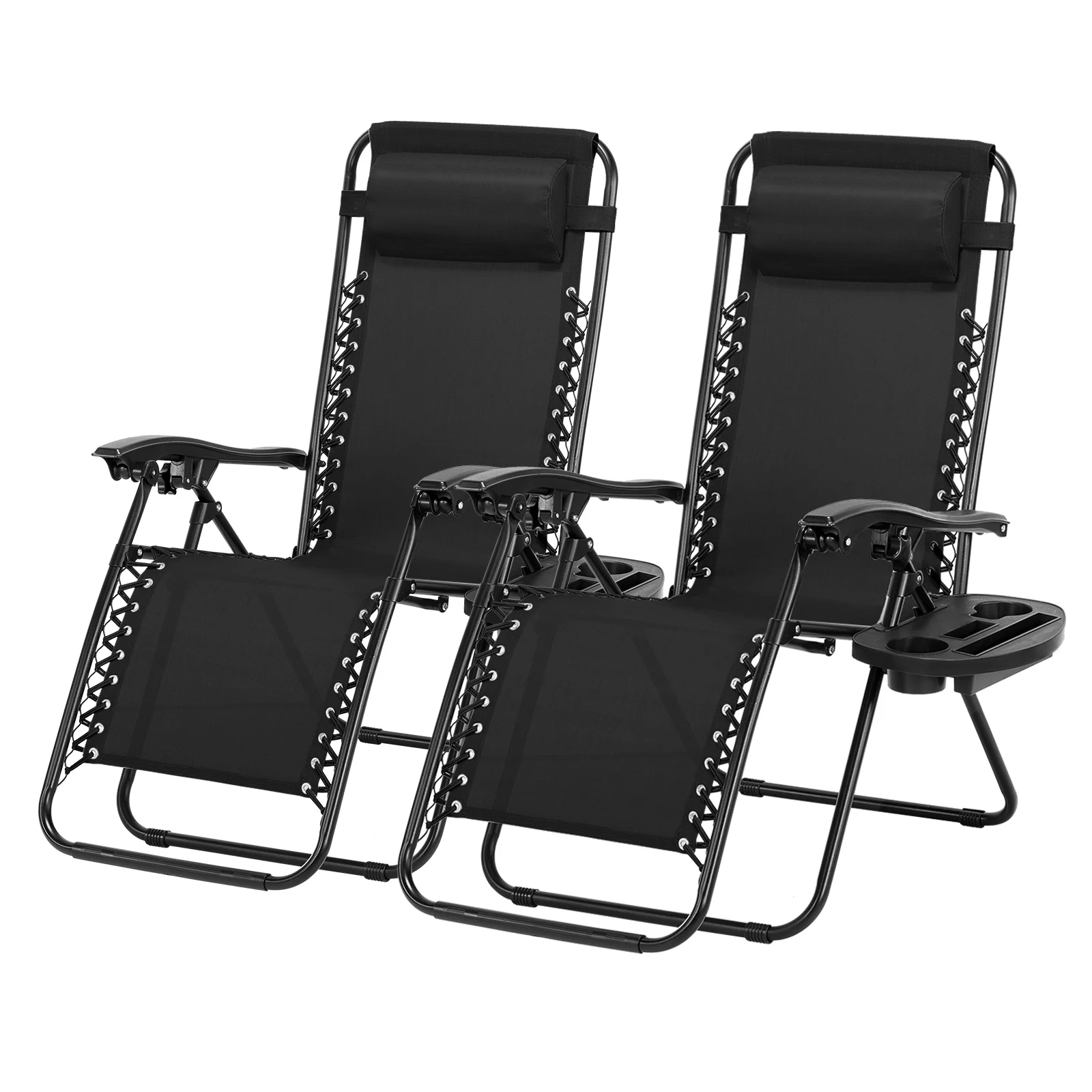 Zero Gravity Chair Patio Recliner Chair Folding Camping Chairs with Cup Holder Adjustable Headrest Reclining Lounge Chair