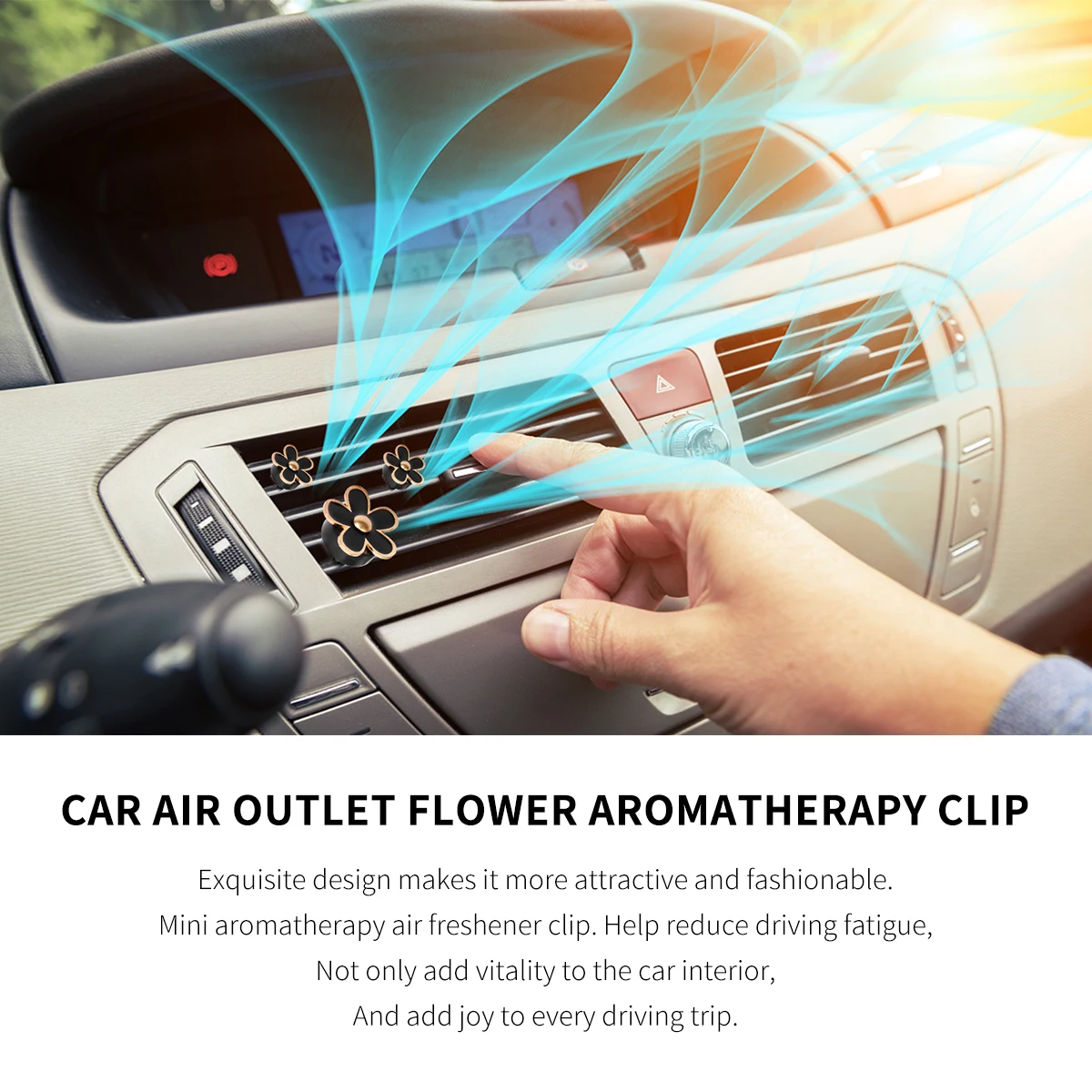 

4pcs Aromatherapy Car Perfume Clip Mini Diffuser Black Decor Flower Air Freshener Interior nament Auto Accessories Health Care