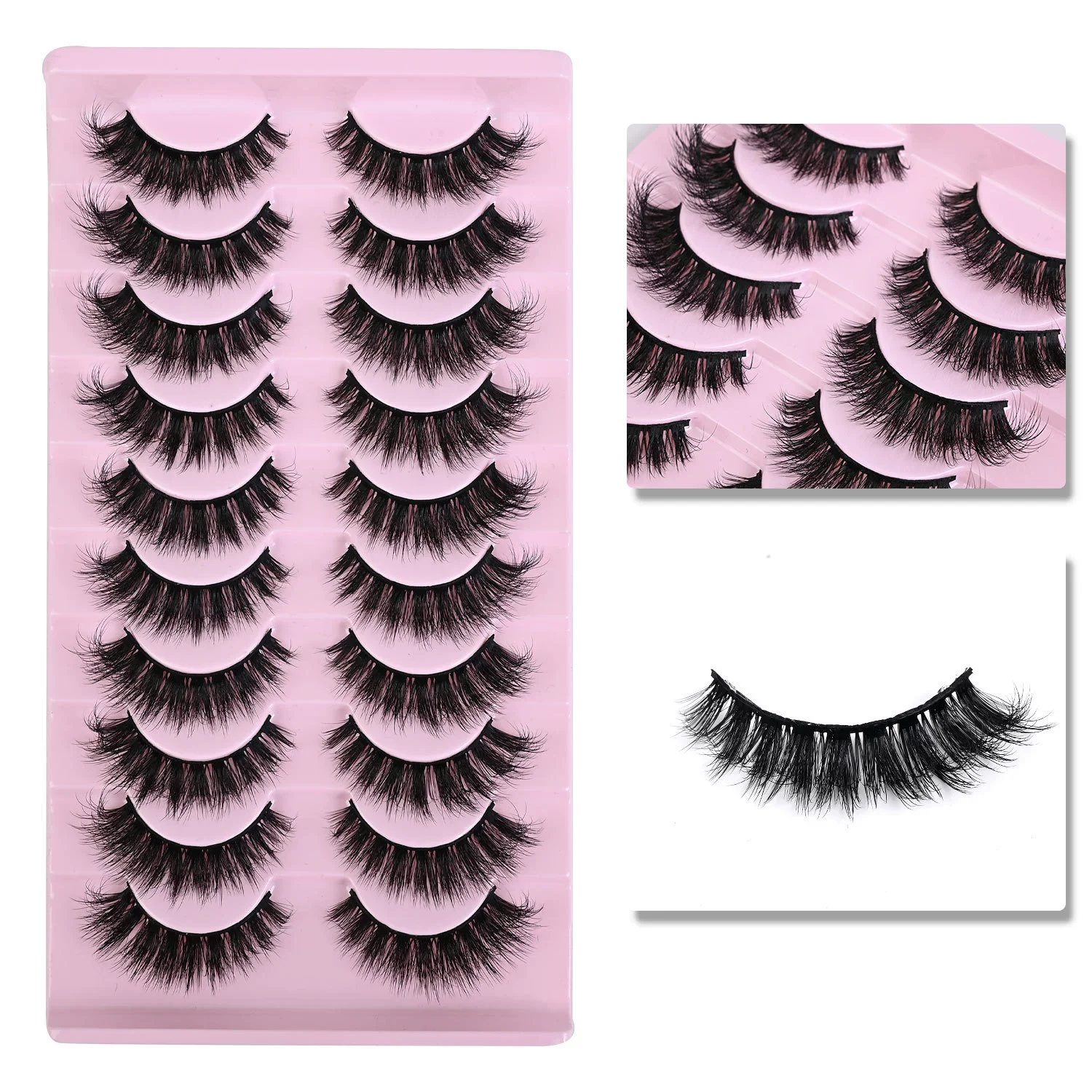 Nuove ciglia finte Cat-Eye Fluffy Faux Mink Lashes 8D Wispy Lashes 10 paia Pack drammatico lungo Volume spesso ciglia finte
