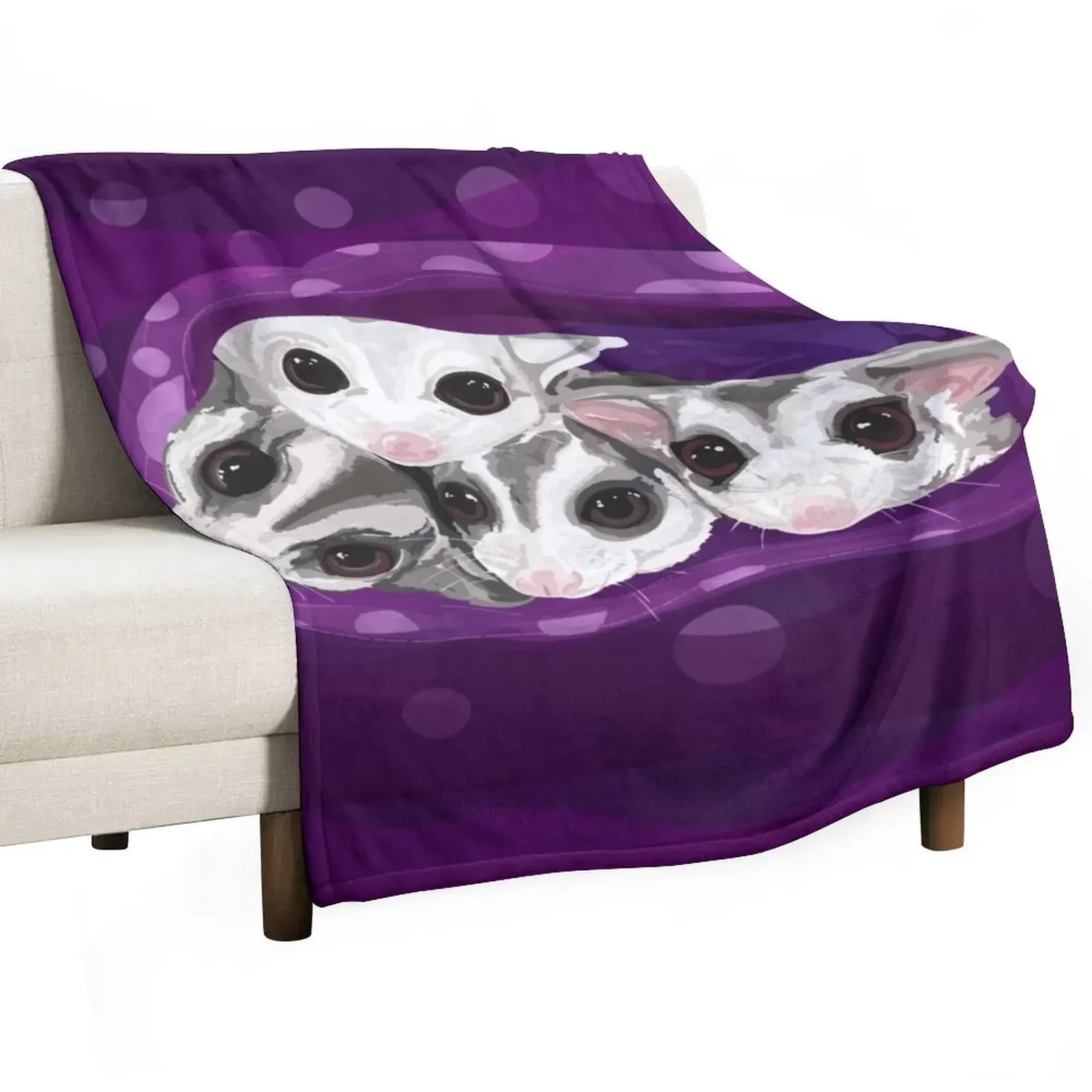 Adorable Sugar Glider Digital Artwork, Cuddle Gliders Throw Blanket Bed Luxury Throw Fluffy Softs Single Blankets