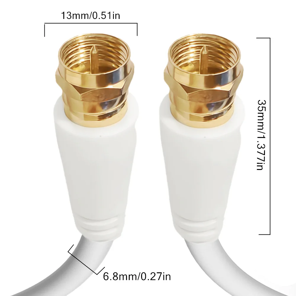 Cable coaxial de conexión para antena de TV con conector F-Macho para módem de TV satelital y decodificador, chapado en oro, 0.3M/1.8M/3M/5M/10M/15M/20M