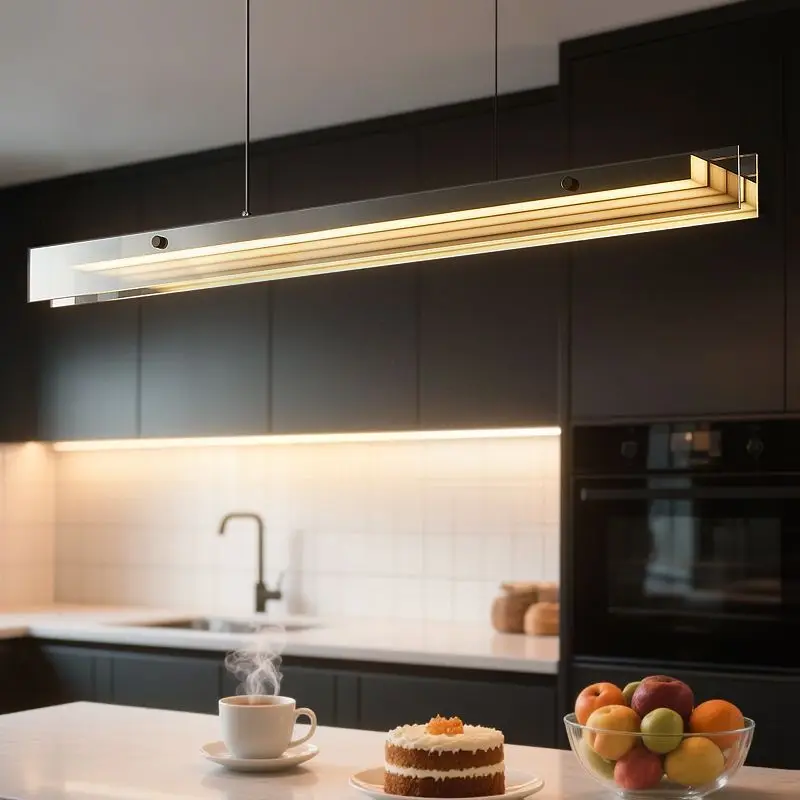 Metal Chandelier Restaurant Eye Protection Ceiling Lamp Modern Minimalism Electroplating Pendant Light Full Spectrum LED Lamps