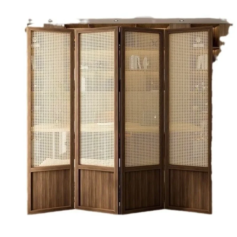 Chinese-style wooden partition screen, floor-to-ceiling office tea room entrance blocking wooden screen, solid wood partition f