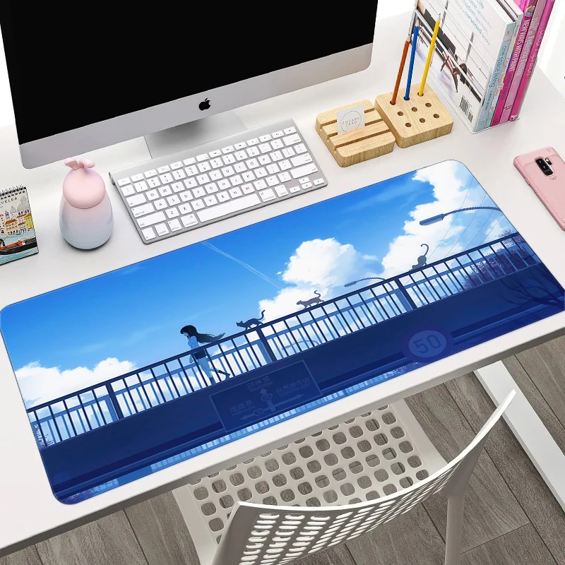 Anime Landscape Mouse Pad Large Computer Office Game Table Mat XXL Rubber Anti-slip Keyboard Mousepads Lock Edges Long Desk Pads