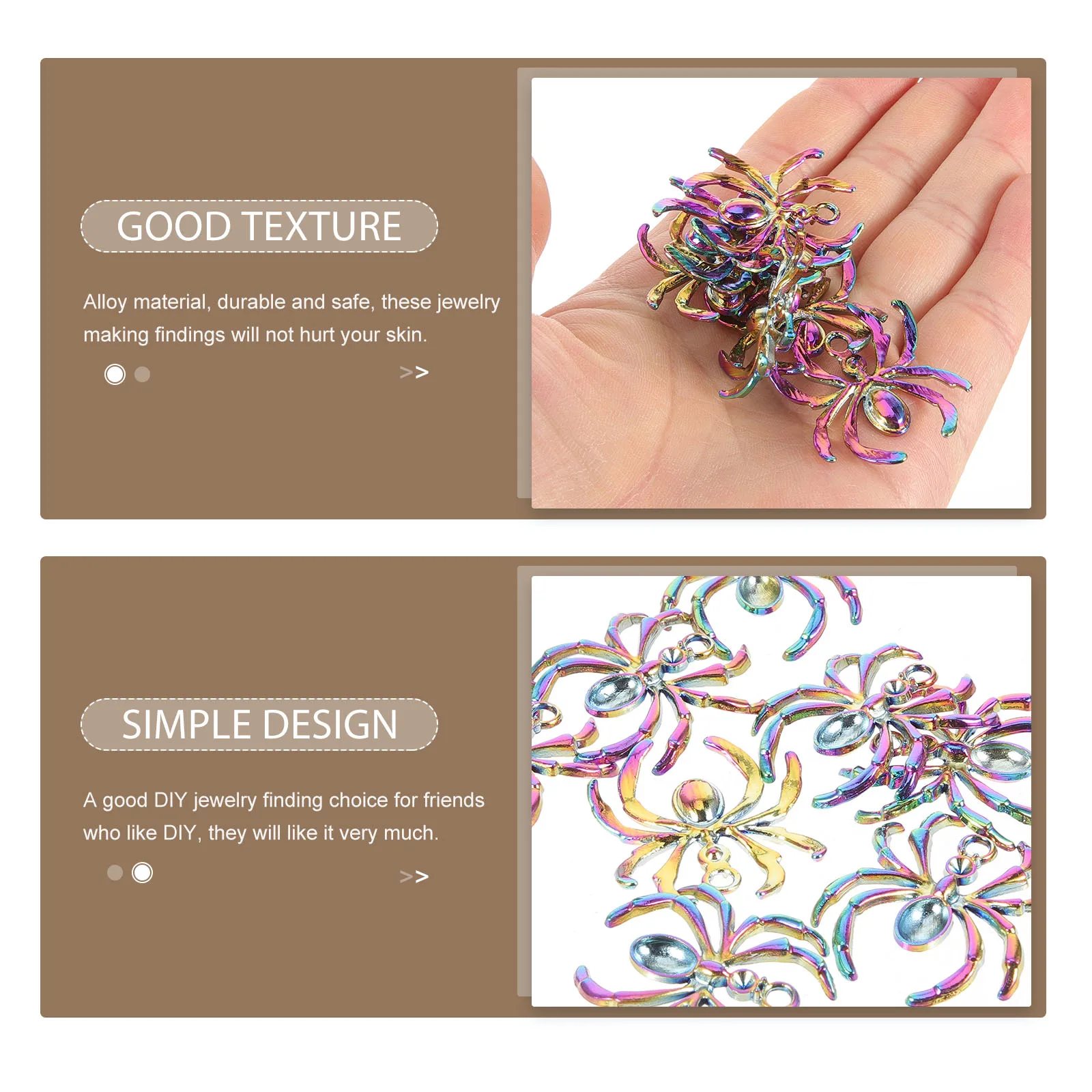 

20 Pcs Spider Pendant Ornaments Halloween Charm Earrings Spiders Charms Alloy to Make and Necklace