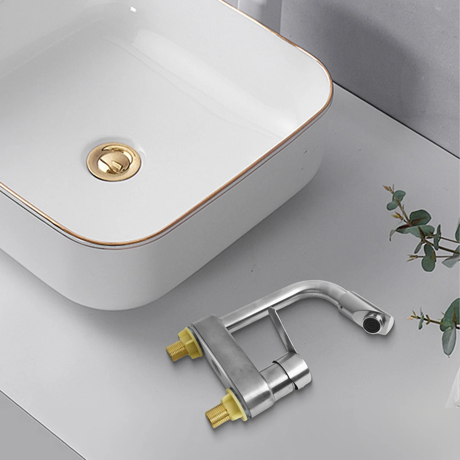 Bathtub Part Basin Faucet 2 Holes 304 Stainless Steel Contemporary Style Single Handle Brand New Excellent Service Life