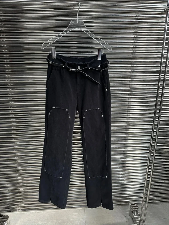 

2024 Spring Luxury Fashion Women High Quality Black Cotton Denim Cowboy Pants Female Chic Casual Jeans