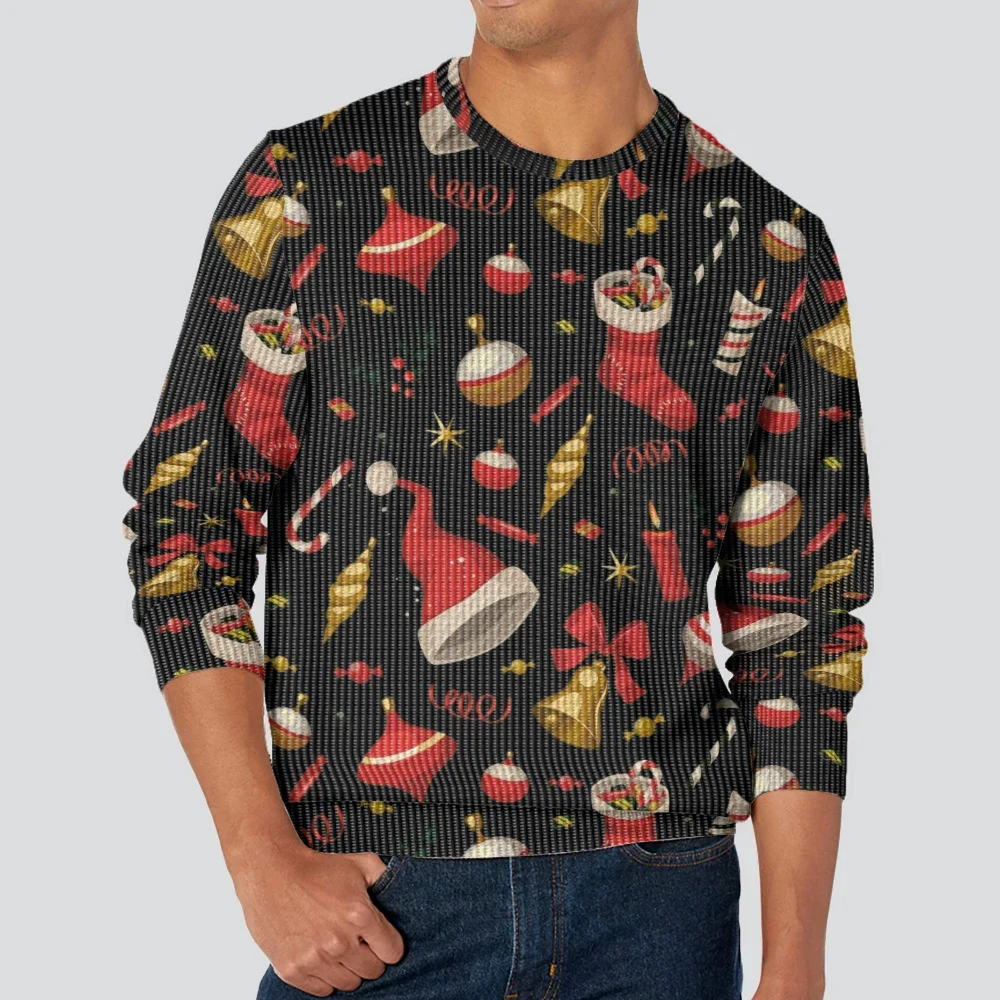 

Christmas Gengle Bell Print Sweatshirt Harajuku Cool Couple Pullover Hipster Oversized Hoodie Holiday Gift Men's Casual Tops