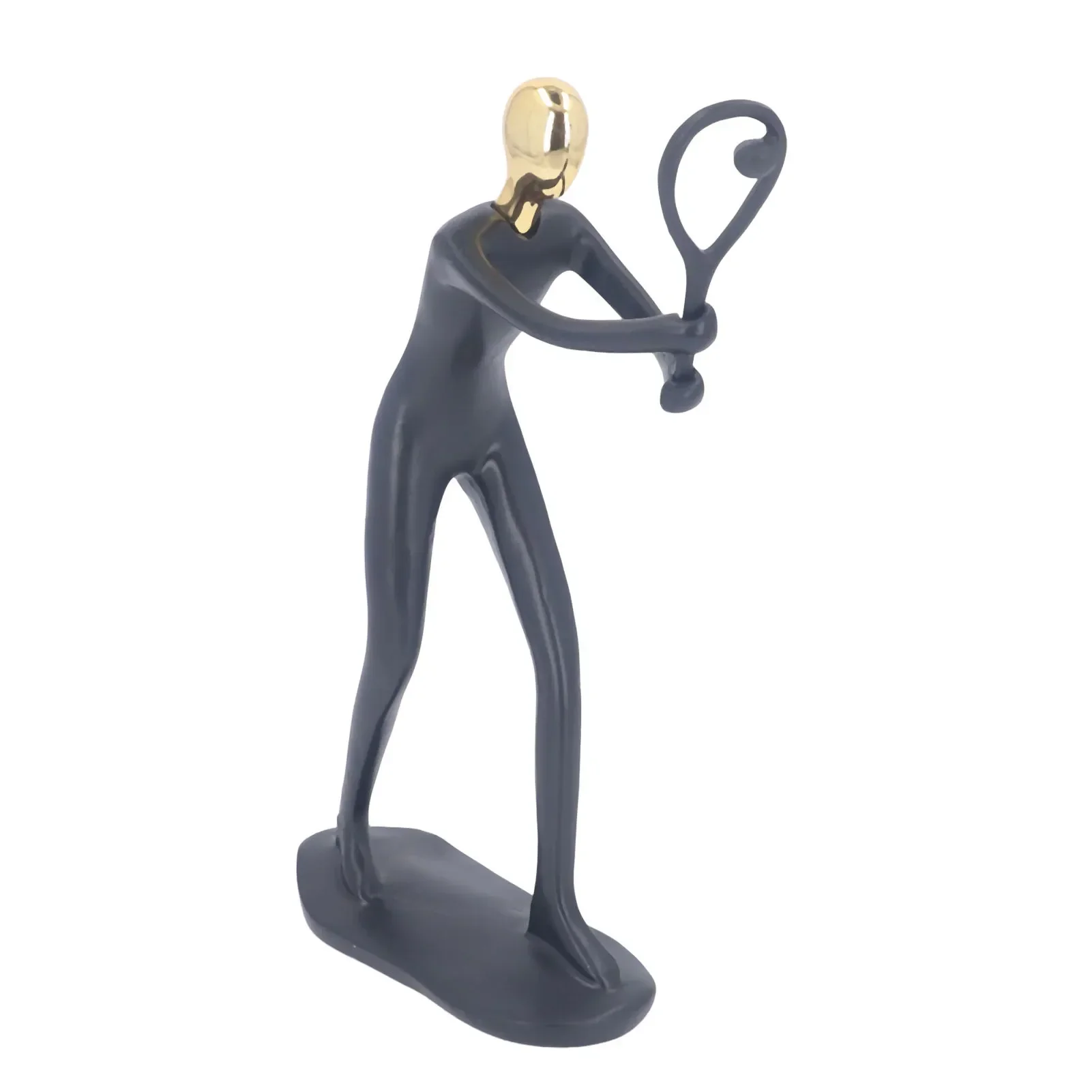 Resin Art Sports Man Figure Vivid Realistic Tennis Player Figurine Art Sculpture Home Decoration For Home Living Room Office