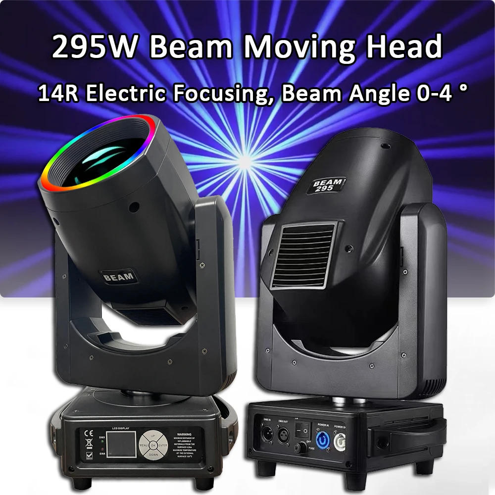 Bulb 295W 14R Beam Moving Head Light with LED Aperture DMX512 For Disco DJ Music Ball Party Wedding Nightclub Profession