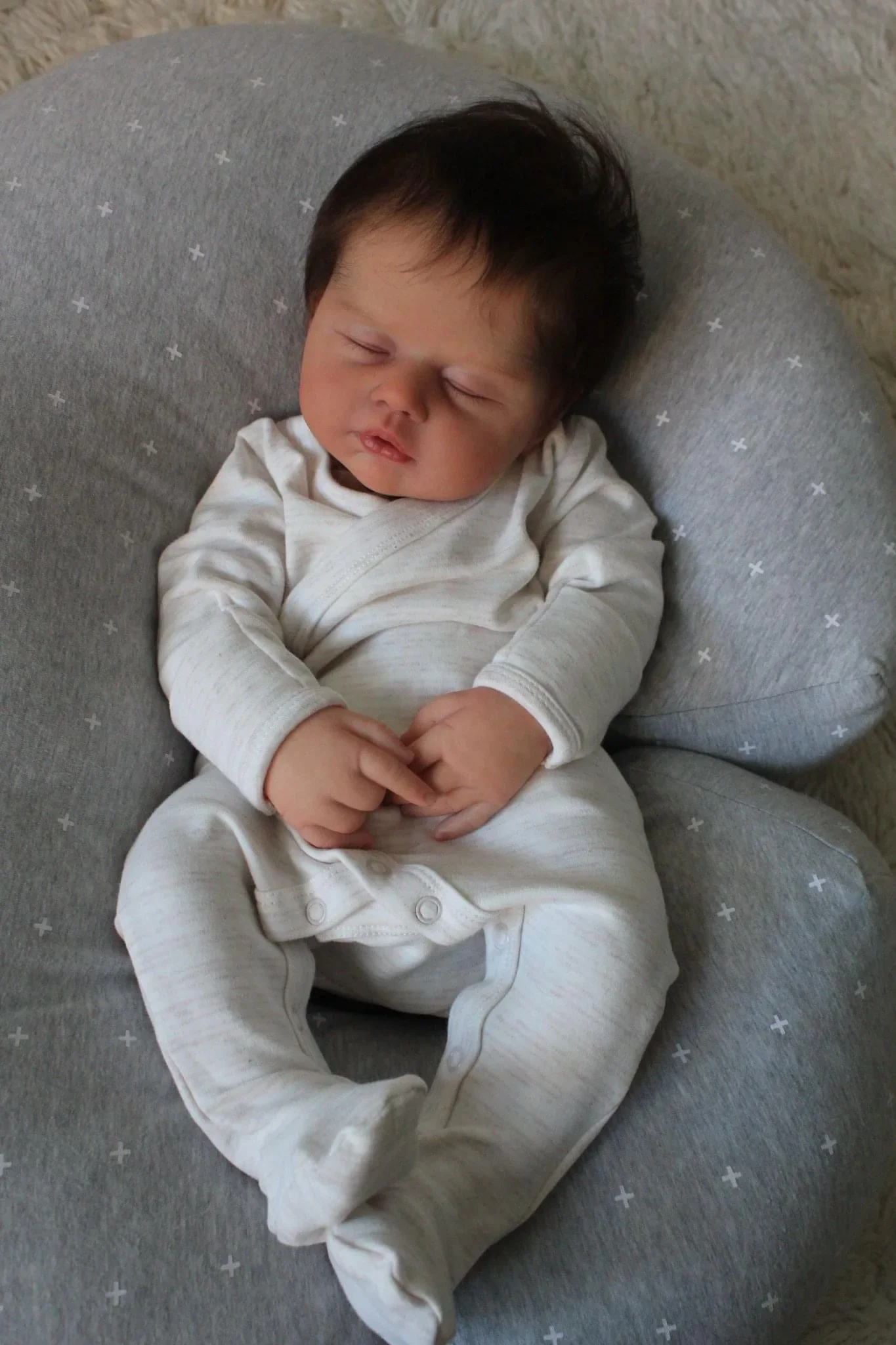 

NPK 19'' Hand-Painted High Quality Reborn Noah Sleeping Baby Lifelike 3D Skin with Visbile Veins Collectible Art Doll