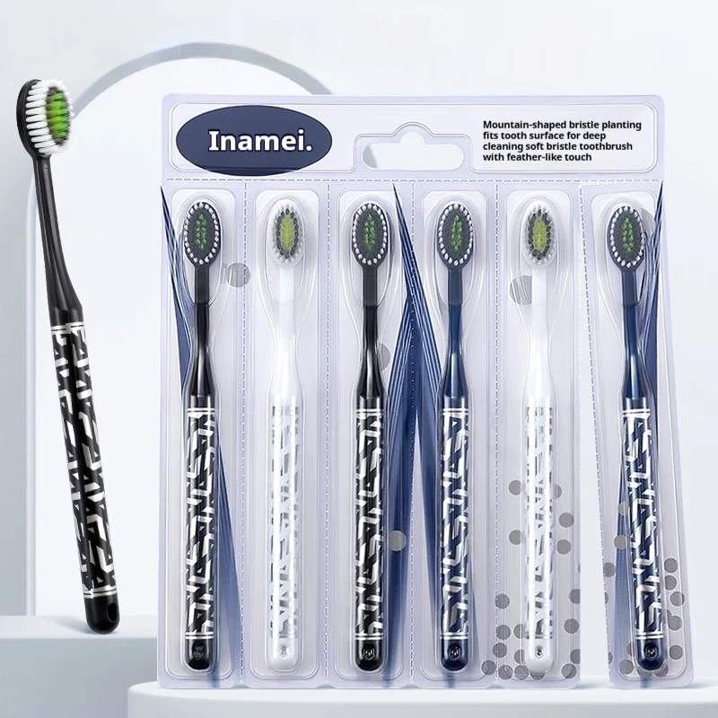6/12Pcs Individually Packaged High-End Gift Items, Best Choice for Christmas, Halloween, Thanksgiving, New Year, Birthday Gifts, Couple Soft-Bristle Toothbrushes, Long Head, Household Cleaning, Light Luxury, Adult, High-Value Printed Handle, Family Pack
