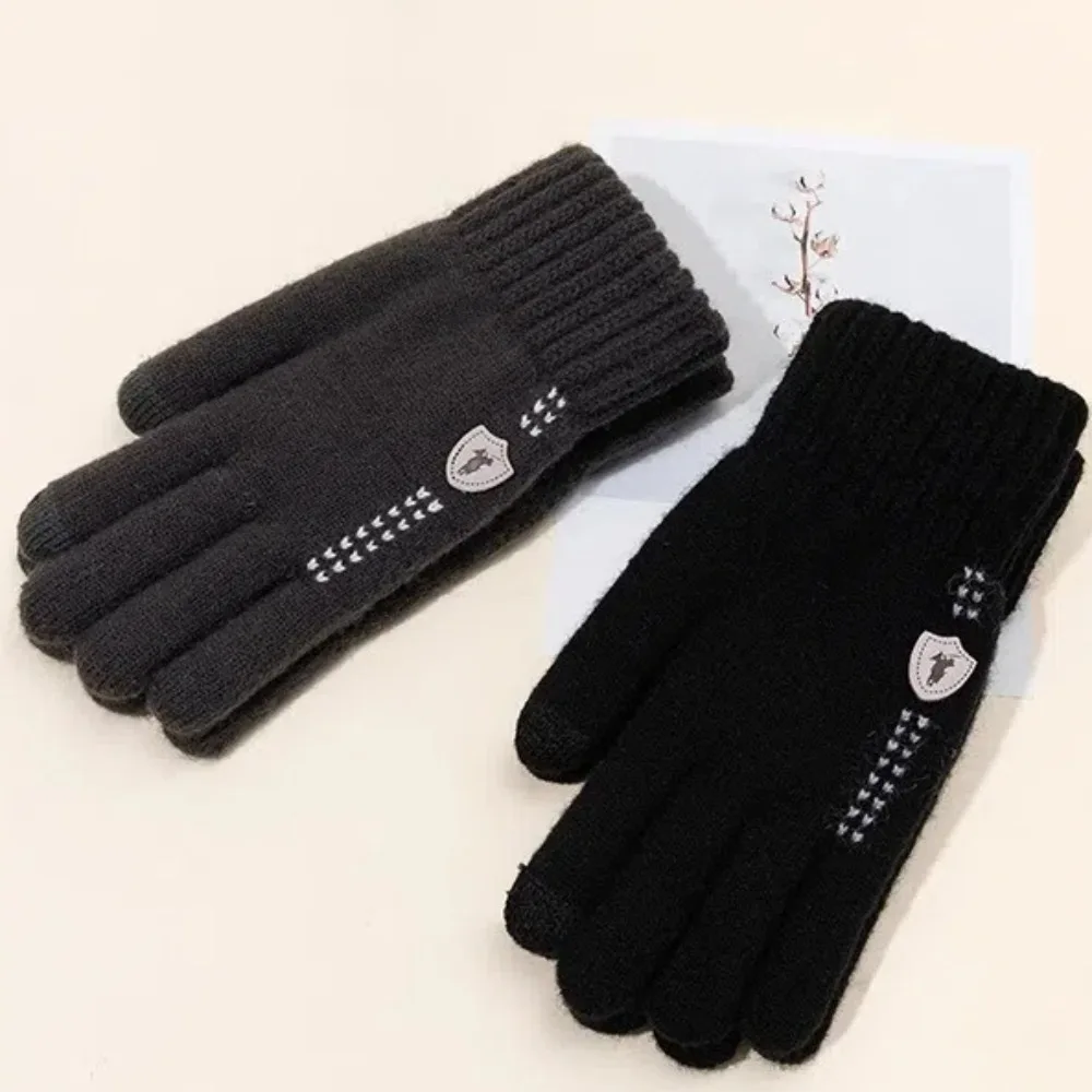 Gift Acrylic Fibres Unisex Anti-cold Mittens Thickened Soft Dual-use Gloves Korean Style Solid Color Half Finger Gloves Unisex