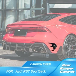 Car Rear Bumper Canards Splitters for Audi RS7 C8 Sportback 2020 2021 Back Flaps Air Vent Splitter Fins Real Carbon Fiber