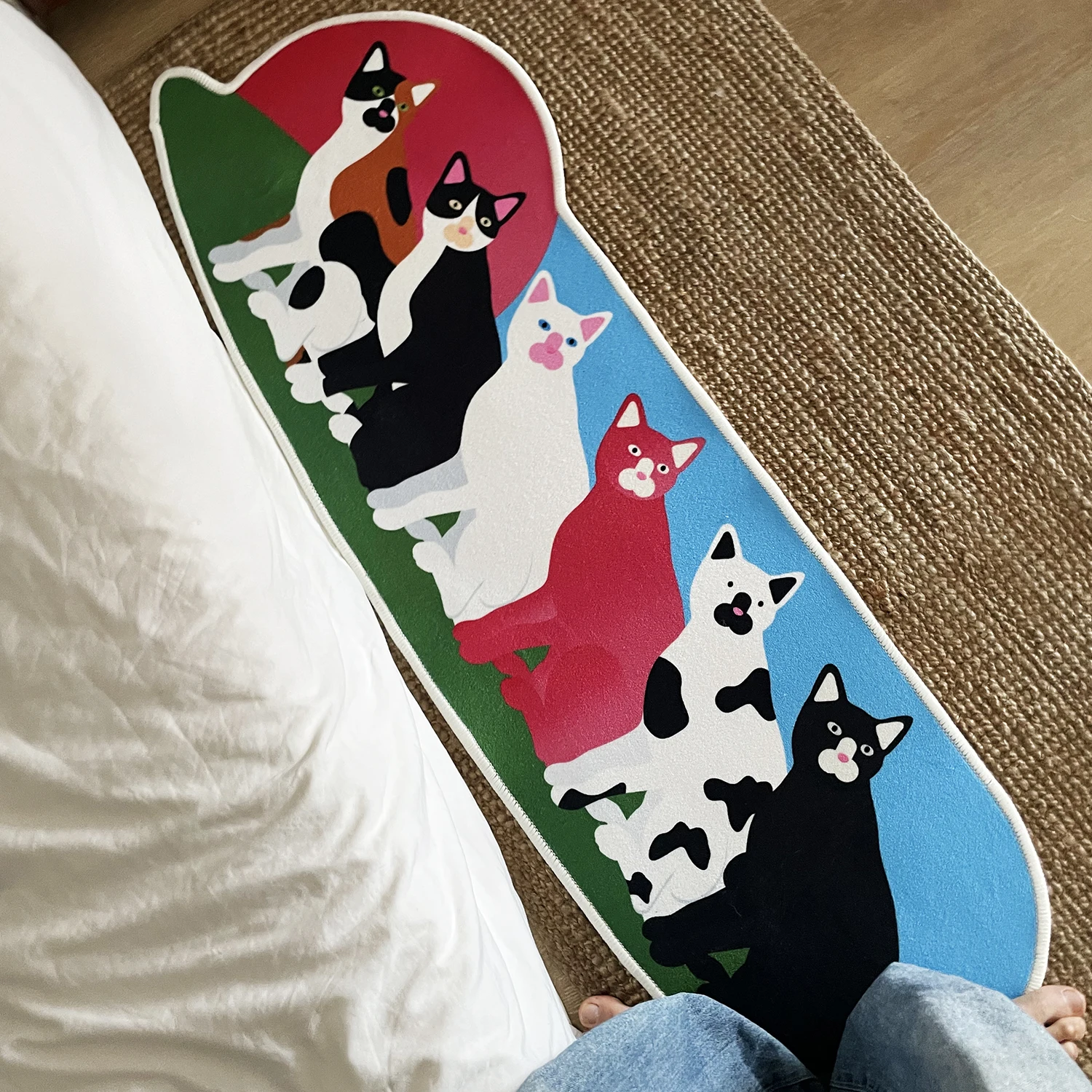 Long Printing Cats Bedroom Rug Cartoon Animal Bedside Mat Soft Living Room Carpet Floor Pad Doormat Kawaii Home Decor 48x140cm