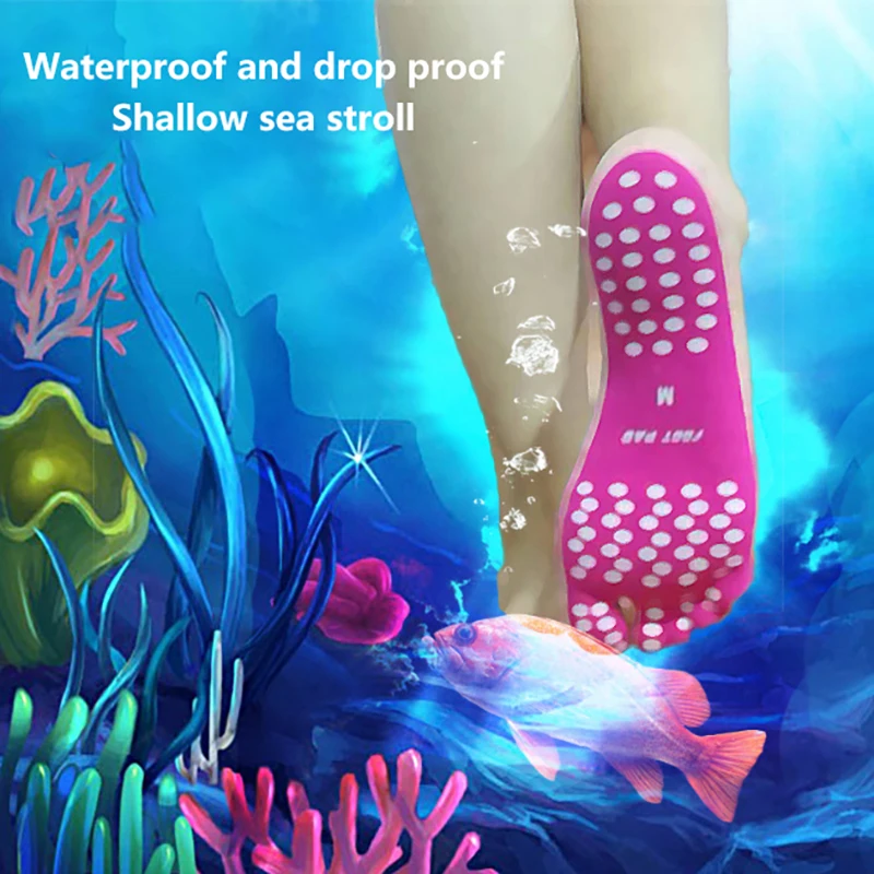 2 個インソールアンチスリップ粘着インソールノンスリップ裸足スティックビーチシューズフットパッドステッカーシリカ目に見えない靴パッド水泳プール