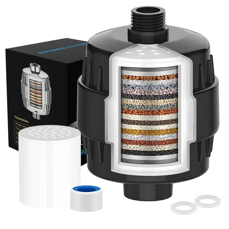 

Высокопроизводительный фильтр для воды для душа 15/20 ступеней удаляет фильтр для тяжелых металлов с фторидом хлора, смягчает высококачественную душевую насадку