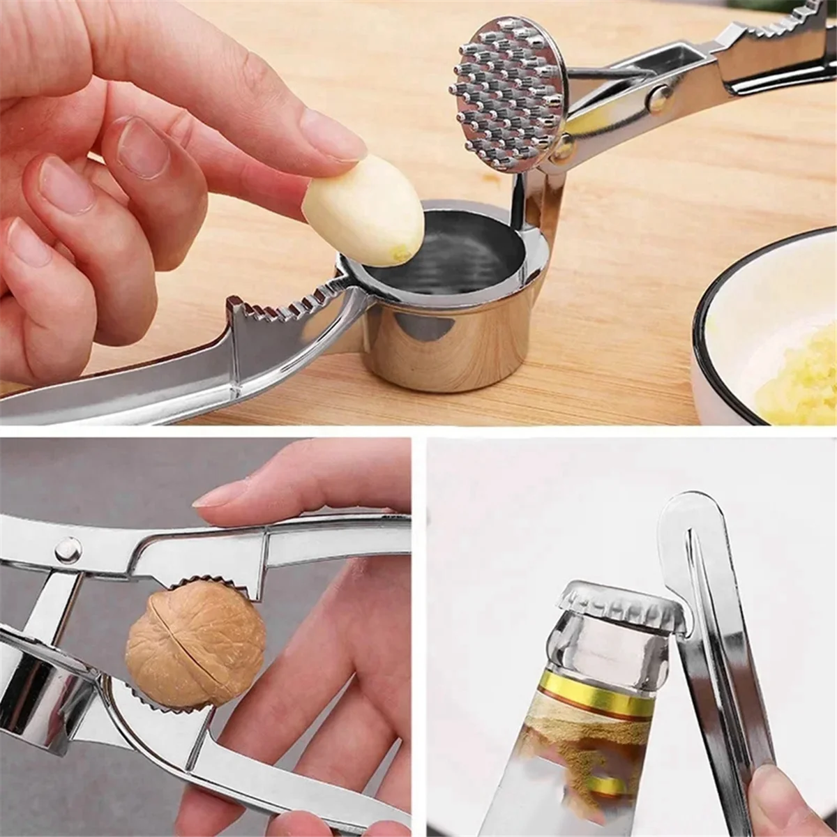 HHTL 2pcs Multi-Functional Garlic Press and Ginger Crusher Kitchen Tool Set