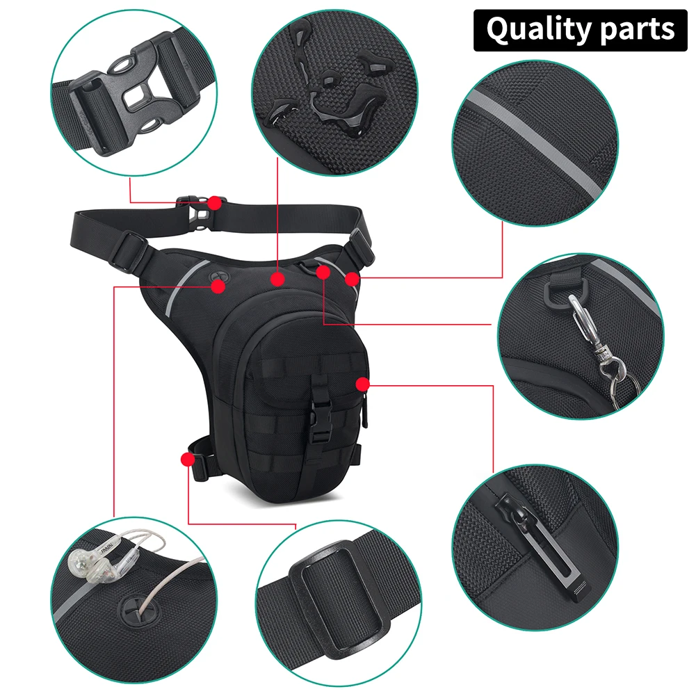 

Motorcycle Drop Leg Bag Hip Bum Ride Bag Waterproof Motorcycle Thigh Bag Multi-Function Breathable for Hiking Climbing Fishing