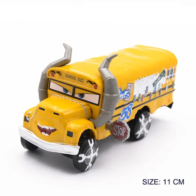 1:55 Disney Pixar Cars Metal Diecast Car Toy Lightning McQueen Dr. Damage Arvy Miss Fritter Matador Bulldozer Models Toys Gifts