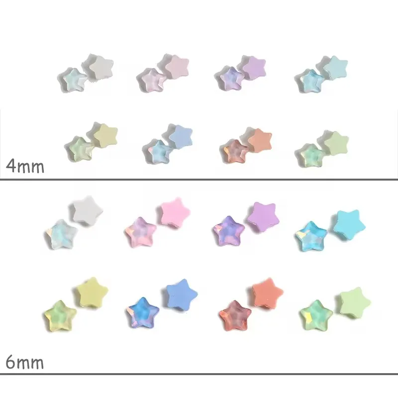 100PCS Cute Mini Mocha Color Star 4MM Flat Back Glass Crystal Nail Art Rhinestone DIY Manicure Decoration Stone