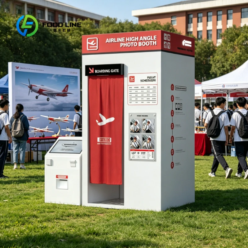 Customized 2400W HD DSLR Coin Operated Photo Booth Kiosk Airport Cabin Style Touch Screen Machine with LED Beauty Light System