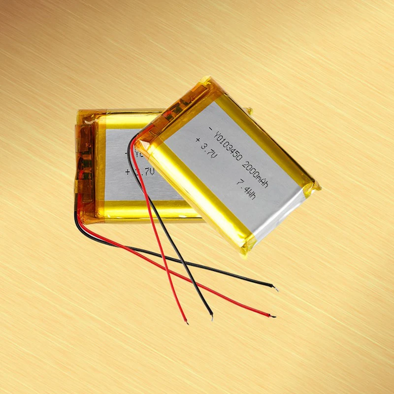 Rechargeable 3.7V 2000mAh Li-Po Battery 104050 Lithium Polymer Battery Li-Po li ion Lipo cells For GPS MP3 MP4 Driving Recorder