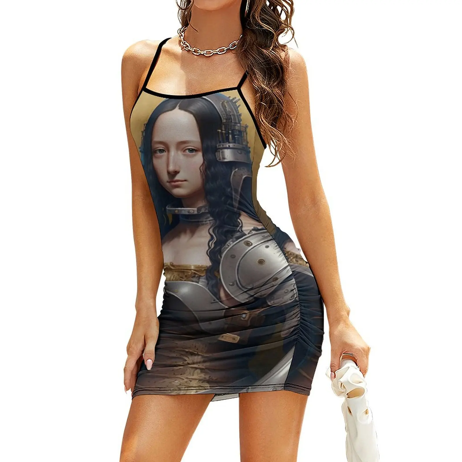 

Mona Lisa Anime Style Wearing Armor Sling Dress dresses for women 2024 luxury designer party