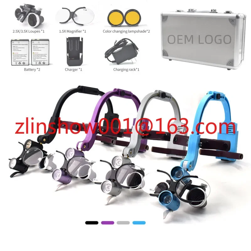 2.5X/3.5X Colorful Dental LED Head Light Lamp For Magnification Binocular Surgical Loupes with 5W LED Headlamp