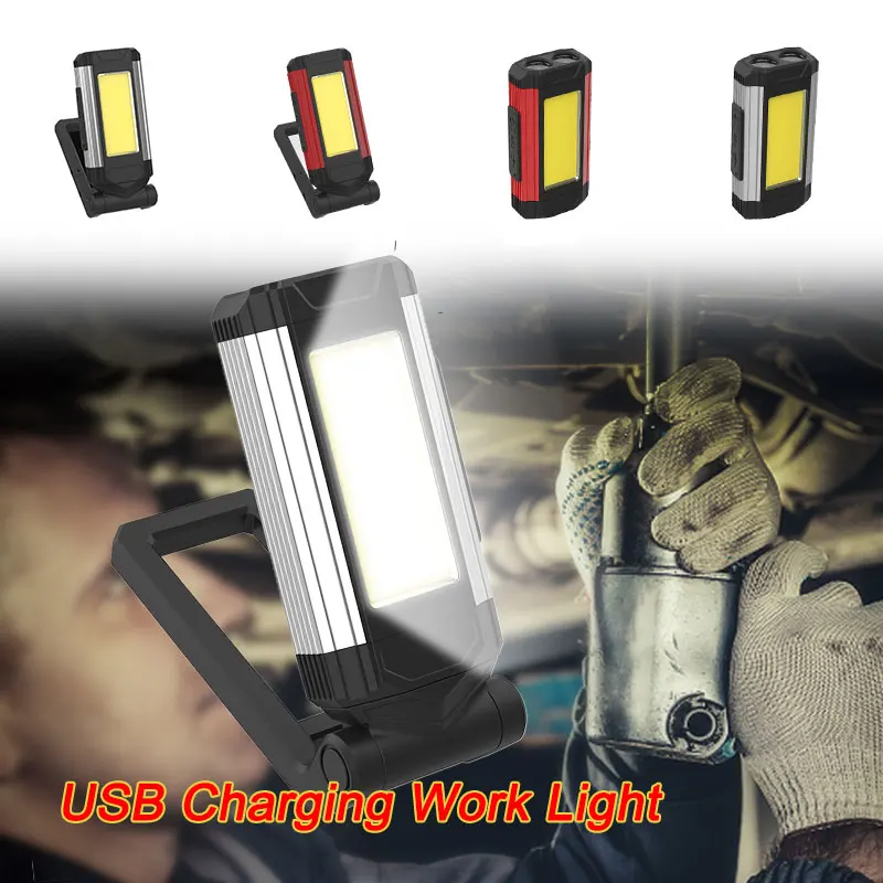 

New COB Work Light with Magnet LED Flashlight Multifunctional Adjustable Camping Lamp Waterpoof Torch USB Rechargeable Lantern