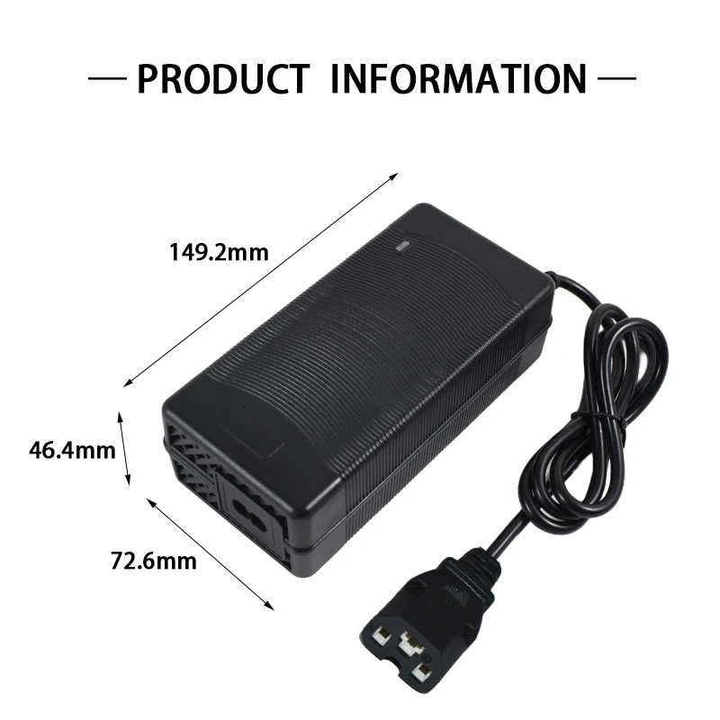 48V 54.6V 3A Lithium Ion Battery Charger for Lithium Battery Pack 3 Pin Female Plug IEC