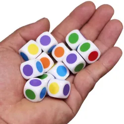 10PCS Six Sided Dice With Colored Dots 16MM Kids Fun Play Classroom Teaching Supplies Juegos Didácticos Para Niños Kinder Spiel