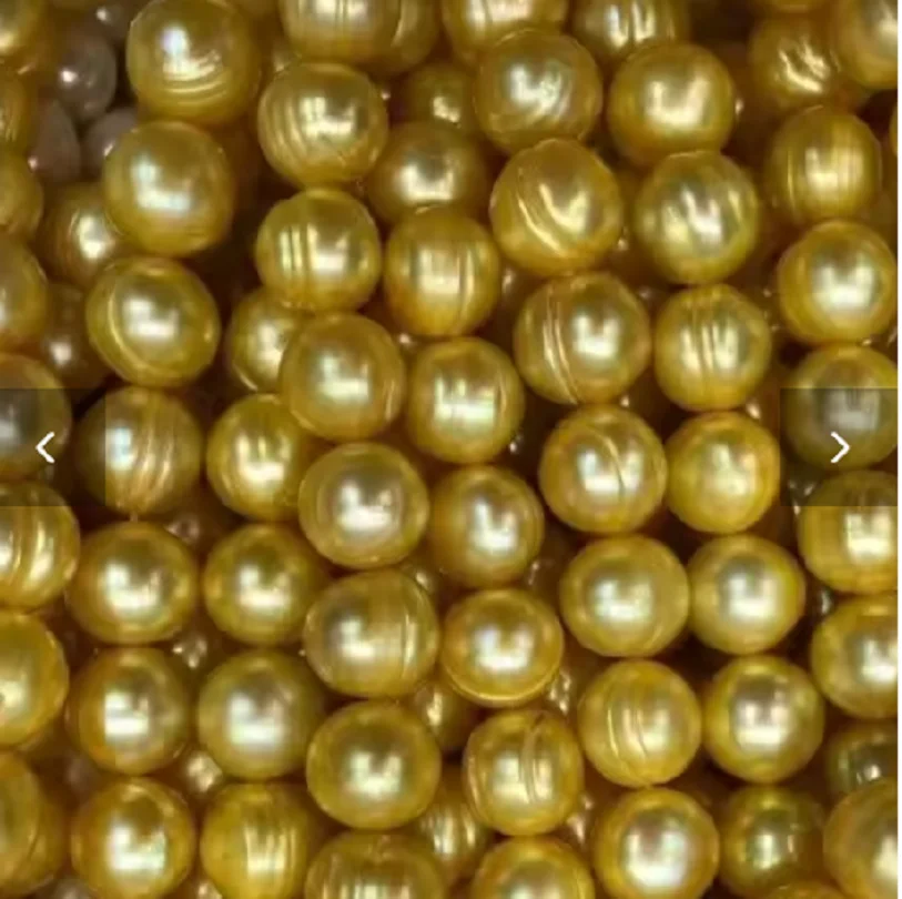 

Customized JewelryAAA+ 11-12mm South Sea Baroque Gold Pearl Necklace Temperament Simple Women's Necklace 18 Inch 14k-