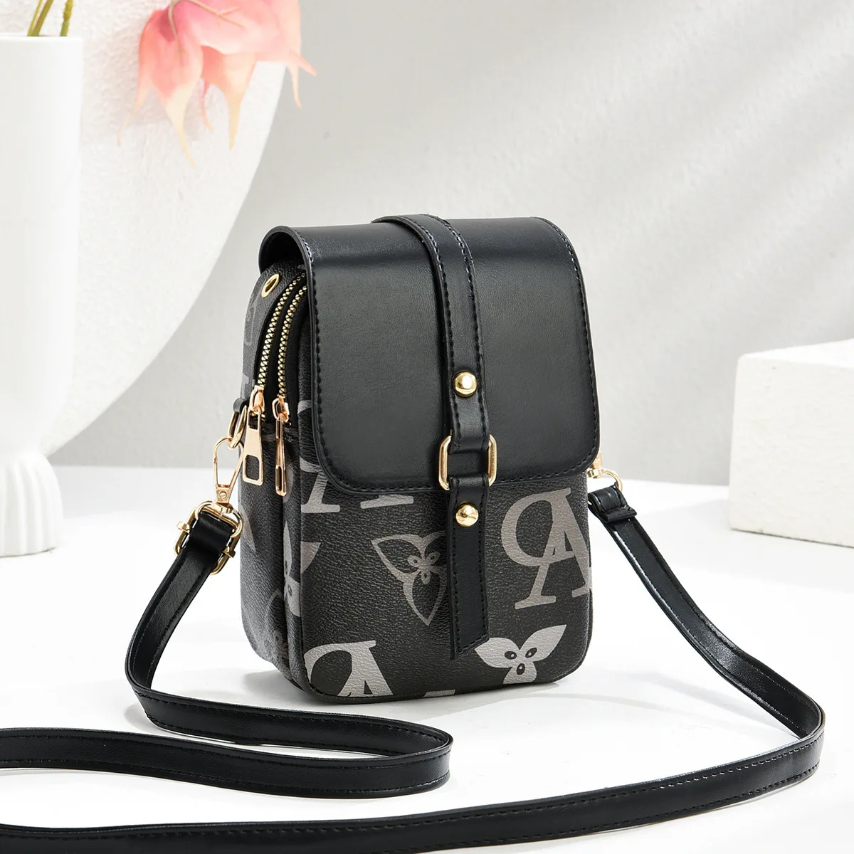 

2025 Lightweight Crossbody Messenger Bag Womens Small Shoulder Flower Purse Multi Compartment Pocket Vertical Phone Bag