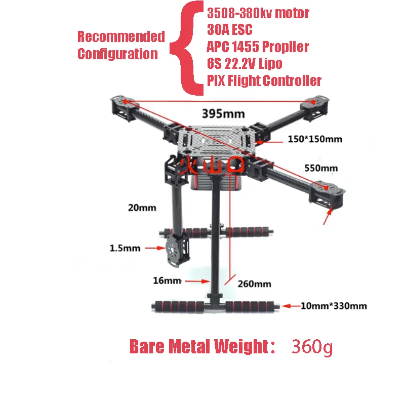 Cadre en fibre de carbone pliable à quatre axes pour FPV, trépied avec partenaires inclus, ZD550, ZD680, 550mm, 680mm