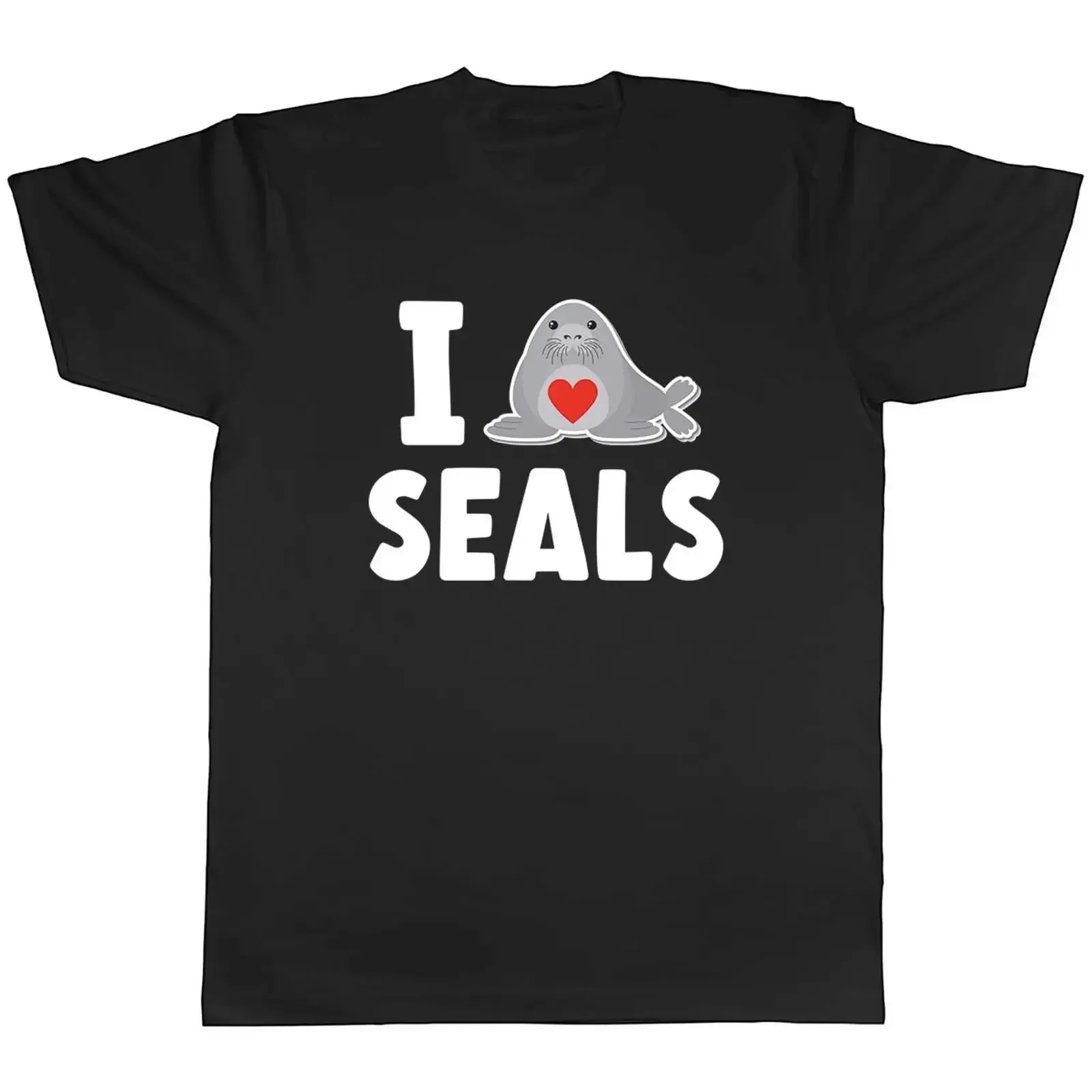 Love Seals Herren T Shirt Robbe Herz Flossen Liebhaber Geschenk vintage Washed graphic Breathable fashion Top For Everyday Wear