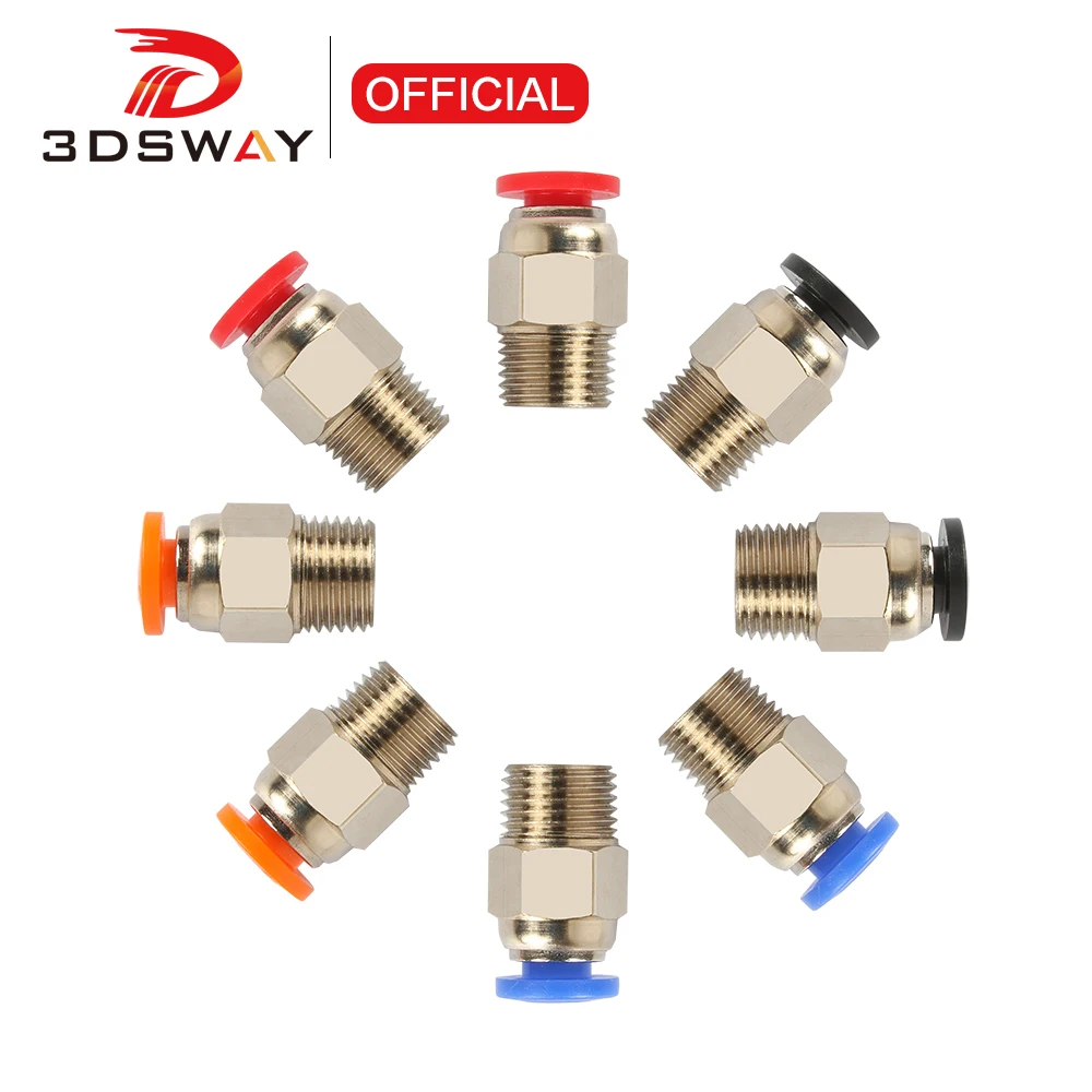 3DSWAY pièces d'imprimante 3D PC4-01 connecteur rapide raccords pneumatiques connecteur 4*2 alimentation PTFE pour e3dv6 Hotend 1.75mm Filament