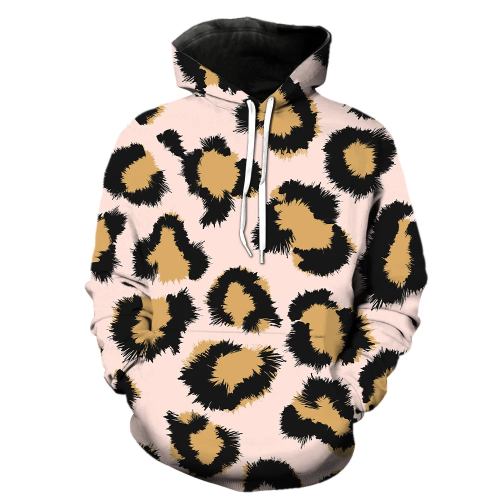 

Animal Fur Hip Hop Leopard Print Men's Hoodies Teens With Hood Jackets 3D Printed Spring Tops Cool Long Sleeve Oversized Funny