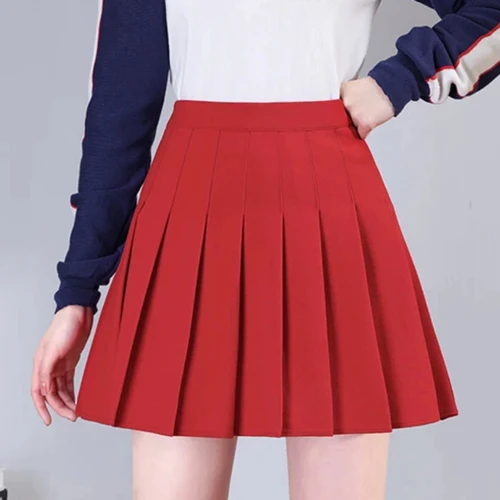 Faldas plisadas Para Mujer, Ropa escolar de moda japonesa, minifalda roja con pantalones cortos, color marrón