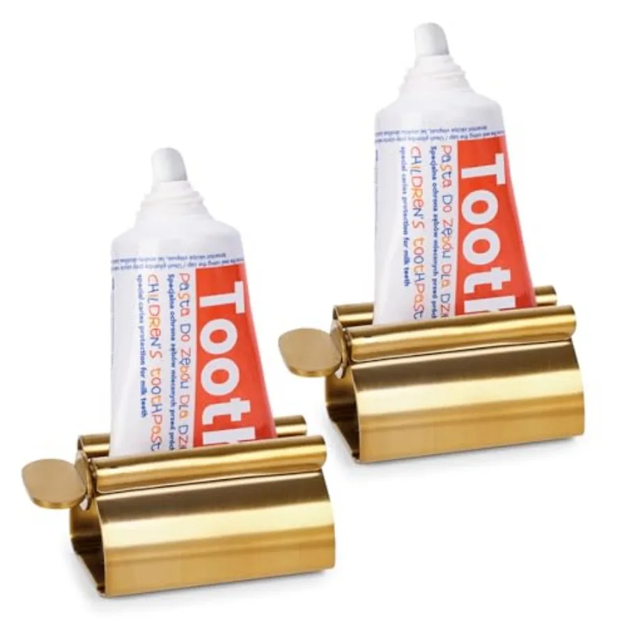 Toothpaste Tube Squeezer Dispenser, 2PCS Toothpaste Roller Squeezer Tool Stainless Steel Tooth Paste Holder for Bathroom